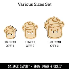 Cute Kawaii Toasted Marshmallow Wood Buttons for Sewing Knitting Crochet DIY Craft