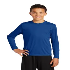 Sport-Tek&reg; Crew Neck Long Sleeve T-Shirt for Youth True royal