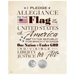 Pledge of Allegiance Bicentennial Quarter and Half Dollar Matted Coin 