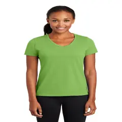 Port & Company&reg; Ladies Performance Blend Short Sleeve V-Neck Tee Lime