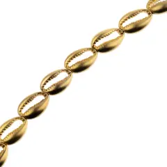 John Bead 8" Matte Gold Metal Cowrie Bead Strand, 16x11mm