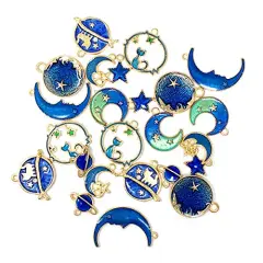 24 Pieces Assorted Gold Plated Enamel Cat Moon Star Celestial Charm Pendant DIY for Earrings Necklace Bracelet Jewelry Making and Crafting