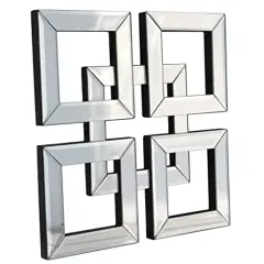 Square Mirrored Wall Decor Decorative Mirror 12x12 inches Modern Fashion DIY Silver Wall-Mounted Mirrors