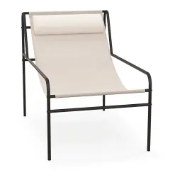 Costway Patio Sling Lounge Chair with Removable Headrest Pillow Breathable Seat Balcony