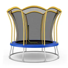 8 Feet Outdoor Unique Flower Shape Trampoline with Enclosure Net Yellow