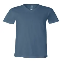 BELLA + CANVAS&reg; Short Sleeve V-Neck Jersey Tee Steel blue