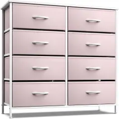 Sorbus Extra Wide Dresser Organizer With 8 Drawers - Large Storage Furniture for Bedroom, Hallway, Living Room, Nursery & Closet Pink