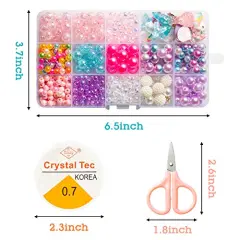 DIY Bead Jewelry Making Kit with 400+ Beads & Charms for Creative Bracelets Necklaces Rings, Children Mermaid Starfish Shell Princess Necklace Bracelets Making Art Craft Bead Kit for Girls