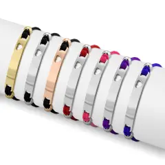 Engravable Cutout Heart Friendship Curved Bar Bracelet Black/Gold