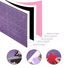 Self Healing Cutting Mat 18 inch x 12 inch Non-Slip PVC Double Sided 5-Ply A3 Art Craft Rotating Mat,Sewing Crafts Hobby Fabric Precision Scrapbooking Project(Pink/Purple)