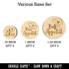 Bon Appetit Love Cooking Baking Wood Buttons for Sewing Knitting Crochet DIY Craft