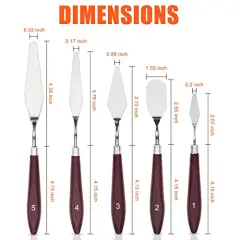 5 Pcs Palette Knife &ndash;Stainless Steel Pallet Knife with Smooth Edges & Wooden Handle for Sturdy Grip &ndash; Mixing Scraper for Acrylic & Oil Painting, Watercolor &ndash; Perfect for Artists & Beginners