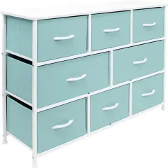 Sorbus Dresser with 8 Drawers - Chest Organizer Unit with Steel Frame Wood Top & Handle Easy Pull Fabric Bins for Clothes - Wide Storage Furniture for Bedroom, Hallway, Living Room, Nursery & Closet Aqua