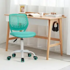 Adjustable Office Task Desk Armless Chair Turquoise