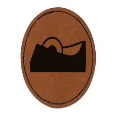Tape Dispenser Roll Round Iron-On Engraved Faux Leather Patch Applique - 2.5" Brown