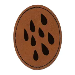 Rain Shower Round Iron-On Engraved Faux Leather Patch Applique - 2.5" Brown