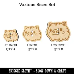 Fun Chibi Wild Boar Pig Swine Wood Buttons for Sewing Knitting Crochet DIY Craft