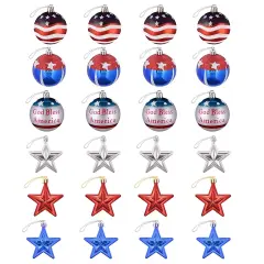 24Pcs Set Hanging Ornaments Ball Star Christmas Tree and Wall Decoration