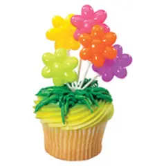 Flower Shaped Balloon Cluster DecoPics&reg; Cupcake Decoration, 12ct