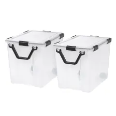 IRIS USA WEATHERPRO Airtight Plastic Storage Bin with Seal Lid, Secure Latching Buckles and 2 Rear Wheels