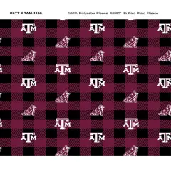 Sykel Enterprises-Texas A&M Fleece Fabric-Texas A and M Aggies Buffalo Plaid Fleece Blanket Fabric-Sold by the yard