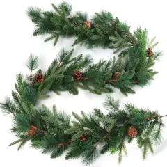 Artificial Angel Pine Garland - 228 Realistic Tips & 9 Brown Pine Cones, Perfect for Indoor/Outdoor Christmas Decor, Festive Holiday Accents for Home & Office - 2024 Christmas Collection, Floral Home by Artificial Flowers
