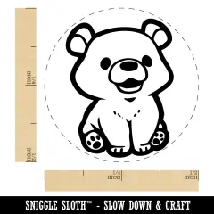 Cute Baby Bear Cub Sitting Self-Inking Rubber Stamp for Stamping Crafting Planners UV