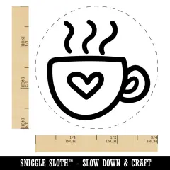 Steaming Hot Coffee Mug Cup with Heart Self-Inking Rubber Stamp for Stamping Crafting Planners Black