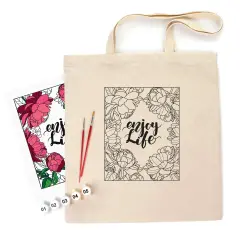 ROSATalent: Eco-Friendly Cotton Ecobag Coloring Kit &ndash; Peonies (220 GSM, 38x42 cm)