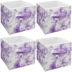 Sorbus Fabric Collapsible Cube Storage Bins Set - Tie Dye 4 Pack Tie Dye Purple