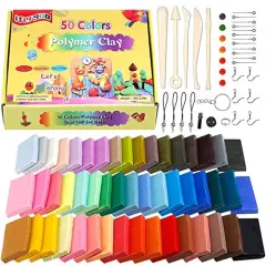 Polymer Clay, Modeling Clay for Kids DIY Starter Kits, 50 Color Oven Baked Model Clay, Non-Toxic, Non-Sticky, with Sculpting Tools, Ideal Gift for Boys, Girls and Artists