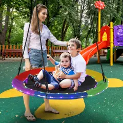 LED Lights Saucer Tree Swing for Kids Multicolored