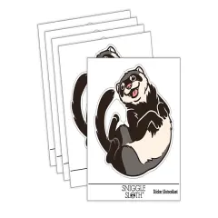 Silly Ferret on Back Waterproof Vinyl Phone Tablet Laptop Water Bottle Sticker Set - 5 Pack