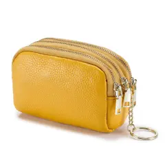 Kitcheniva Small Leather Purse With Key Ring Yellow