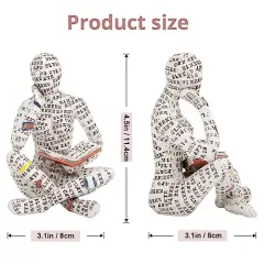 Home Decor Accents - Reading Woman Figurine Sculpture Thinker Statue - Modern Abstract Home Decor for Living Room, Office, Bedroom - Elegant and Aesthetic Decoration Statue 07