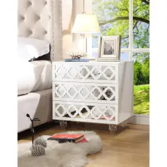Francesca Lacquered Mirrored Lucite Leg Side/Accent Table/Nightstand White