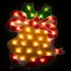 Northlight 19" Lighted Christmas Bells Window Silhouette Yellow