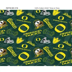 Sykel Enterprises-University of Oregon Cotton Fabric-Oregon Ducks Tone On Tone Cotton Quilting Fabric