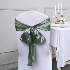 10Pcs Satin Chair Sashes for Wedding Reception Decor Eucalyptos green