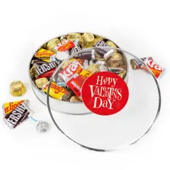 Valentine's Day Candy Gift Tin - Plastic Tin with Hershey's Kisses, Hershey's Miniatures & Reese's Peanut Butter Cups