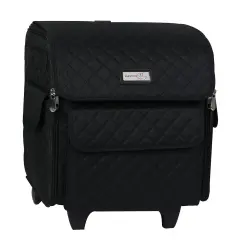 Collapsible Rolling Serger Machine Case, Black Quilted