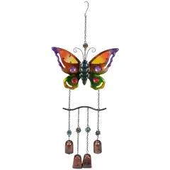 Northlight 24" Purple and Bronze Butterfly Outdoor Garden Windchime