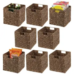 mDesign Hyacinth Kitchen Storage Basket with Handles