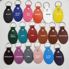 Oval Leather Keychains Kit &ndash; Full-Grain Latigo, DIY Personalization Ready, 10 Pack 18 colors