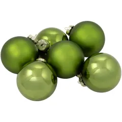 Northlight 2-Finish Glass Christmas Ball Ornaments - 3.25" (80mm) - Kiwi Green - 6ct