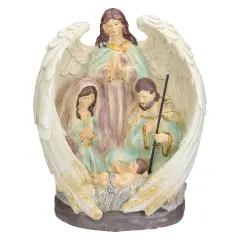 Northlight Holy Family and Angel Christmas Nativity Decoration - 11.25&rdquo; Silver