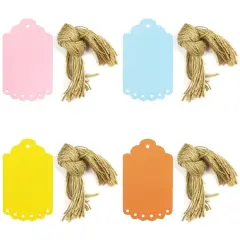 Wrapables 40 Gift Tags/Kraft Hang Tags with Free Cut Strings, Large Scalloped Edge (Set of 4)