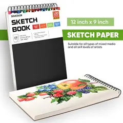 9" x 12" Sketch Book, 1-Pack 100 Sheets Spiral Bound Art Sketchbook, Acid Free (68lb/100gsm) Artist Drawing Book Paper Painting Sketching Pad