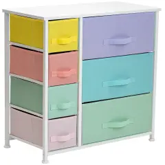 Sorbus Dresser with Drawers - Furniture Storage Tower Unit for Bedroom, Hallway, Closet, Office Organization - Steel Frame, Wood Top, Easy Pull Fabric Bins Pastel