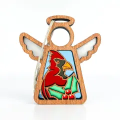 3.5" (H) Winter Cardinal Ornament - Handcrafted in Texas - Mother's Angels&reg; Christmas Angel Wings Figurine